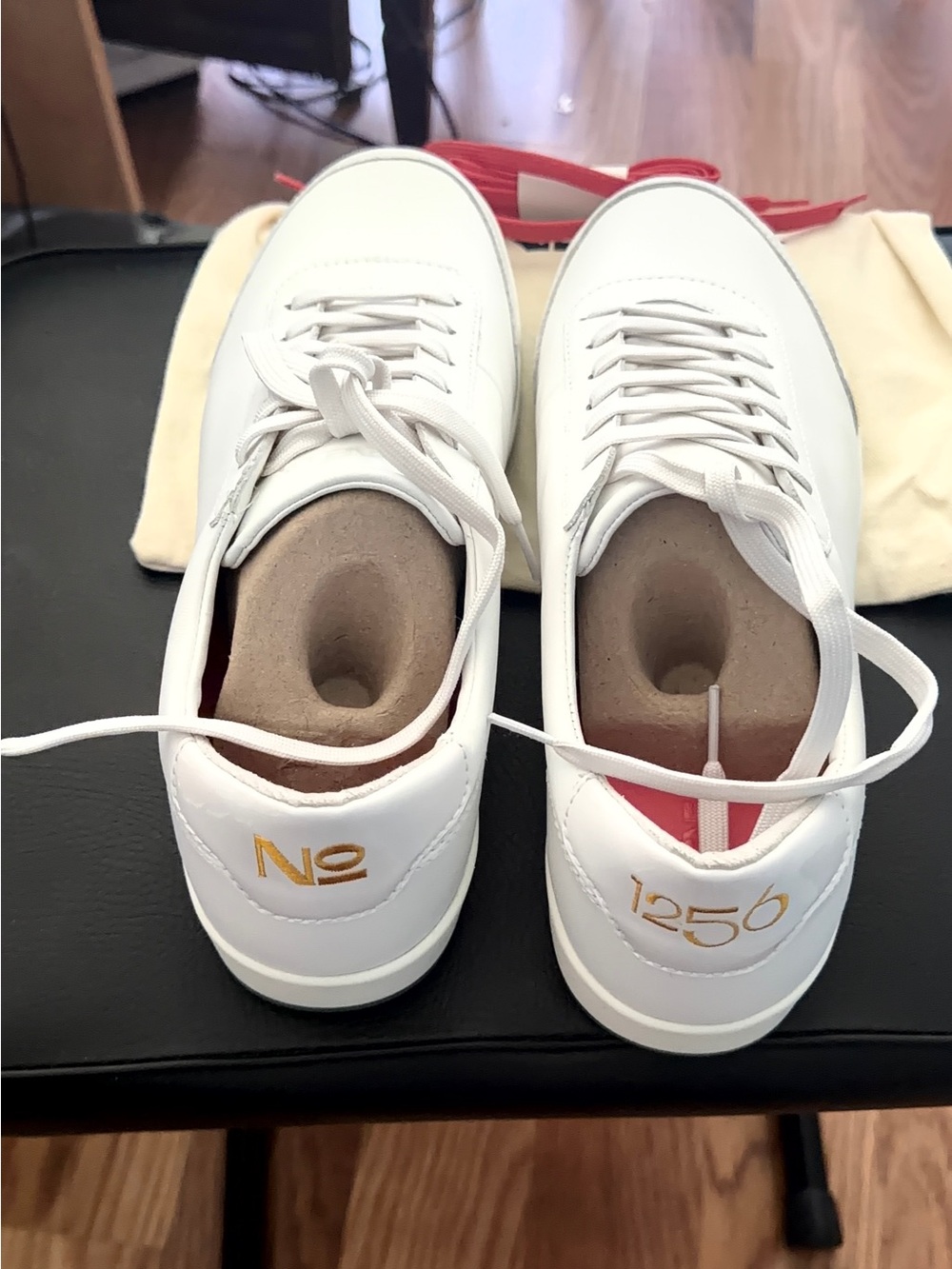 Authentic Original Vintage Style White Sneakers with Gold Embroidery